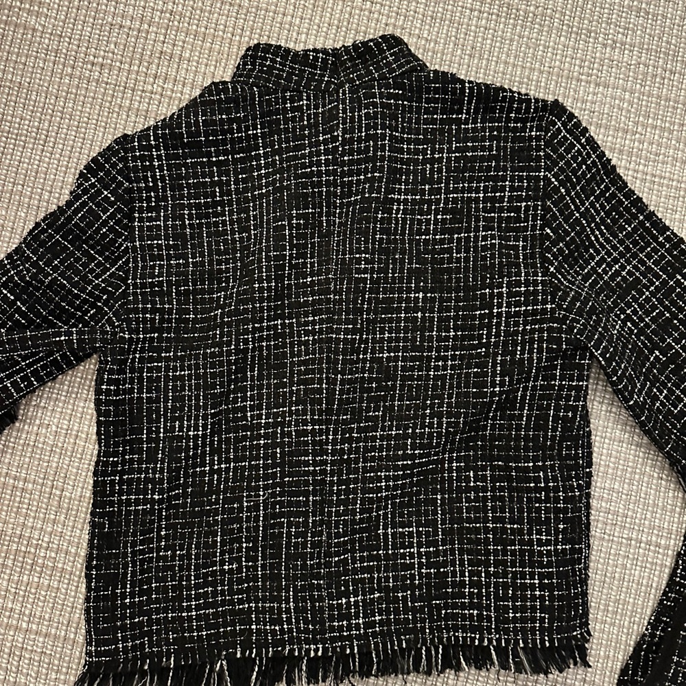 Zara | Black & White Frayed Tweed Pant Set | Size M (includes both pieces) - Picture 4 of 8